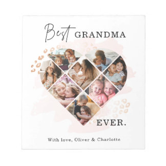 Family Photo Best Grandma Ever Heart Shape 8 Photo Notepad