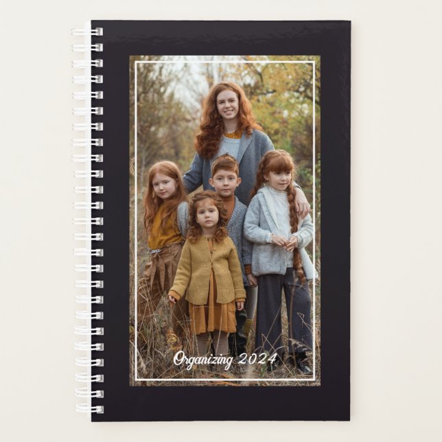 Family Photo Black & White Personalised Planner (Front)