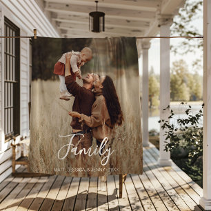 Family Photo Blanket with Names and Date