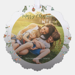 Family Photo Boho Christmas Holiday Festive Tree Decoration Card
