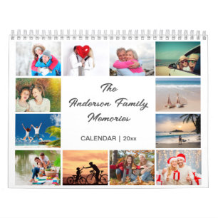 Family Photo Calendar, Editable White Calendar