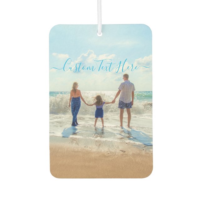 Family Photo Car Air Freshener Personalised Text (Front)