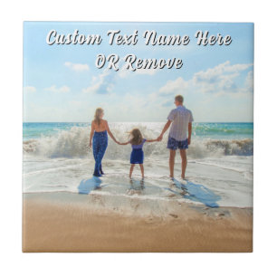 Family Photo Ceramic Tile Personalized Text