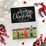 Family Photo Christmas Black White Script Postcard<br><div class="desc">Family Photo Christmas Black White Script Postcard</div>