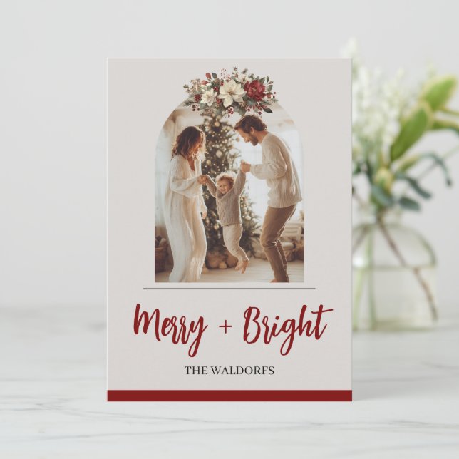 Family Photo Christmas Card | Merry + Bright (Standing Front)