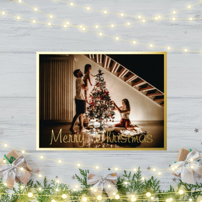 Family Photo  Christmas Foil Post Card (Creator Uploaded)