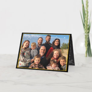 Family Photo Christmas Gold & Chalkboard Elements Holiday Card