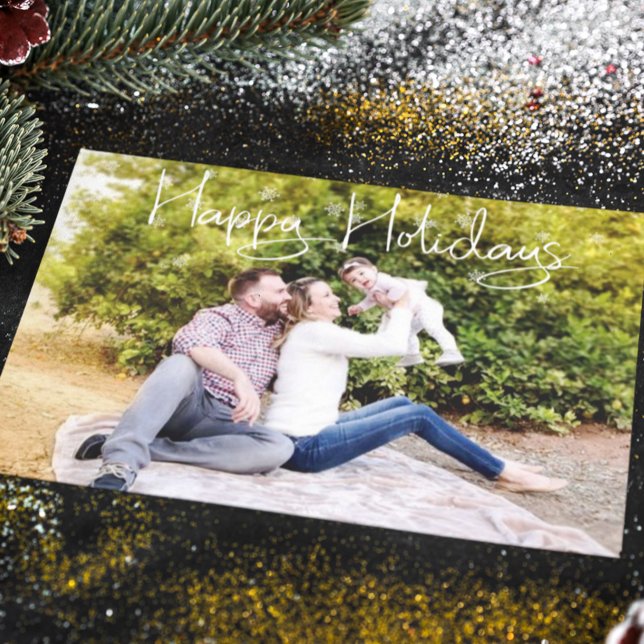Family Photo Christmas Happy Holidays Snowflake Postcard (Creator Uploaded)