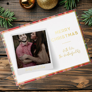 Family Photo Christmas Holidays Script Gold Foil Holiday Card