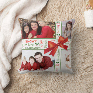 Family Photo Christmas in different languages Cushion
