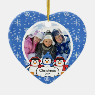 Family Photo Christmas Ornament Cute Penguins