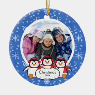 Family Photo Christmas Ornament Cute Penguins