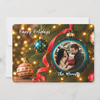Family Photo Christmas Ornament Holiday Card