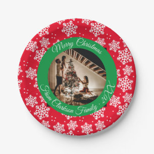 Family photo christmas paper plate
