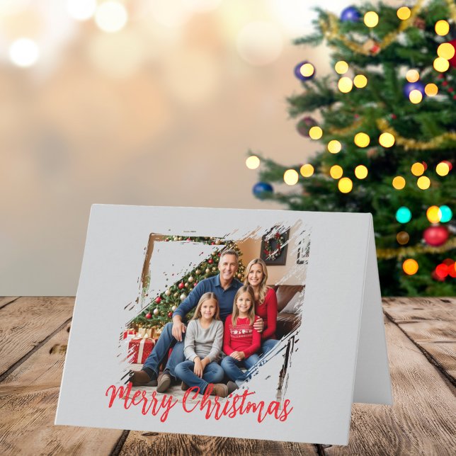  Family Photo Christmas Personalise Holiday Card  (Custom front with family Photo)
