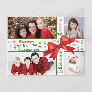 Family photo Christmas themed Holiday Postcard