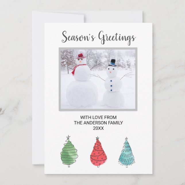 Family Photo Christmas Trees Holiday Card (Front)