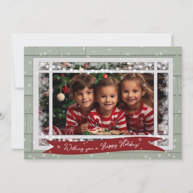 Family Photo Classic Happy Holiday Christmas Card (Front)