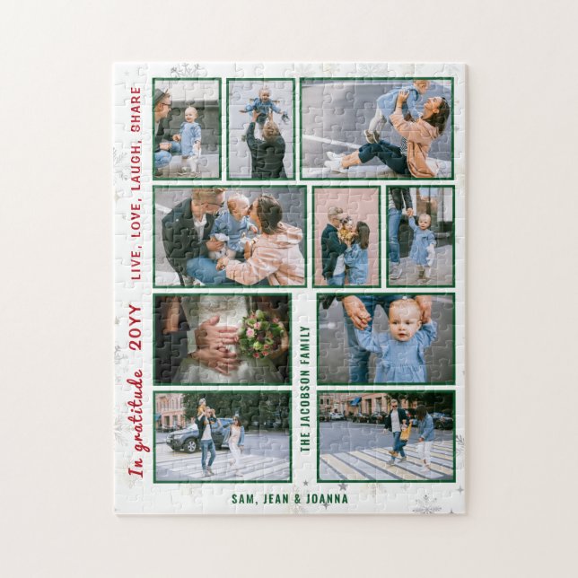 Family Photo Collage 10 Images White Personalised Jigsaw Puzzle (Vertical)