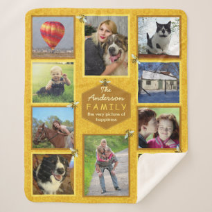 Family Photo Collage 10 Pictures   Honeybee Theme Sherpa Blanket