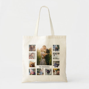 Family Photo Collage 11 Instagram Pics Name Tote Bag