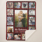 Family Photo Collage 15 + Name Red Buffalo Plaid