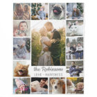 Family Photo Collage 15 Pictures + Name Grey White