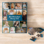 Family Photo Collage 16 Instagram Picture Blue Jigsaw Puzzle<br><div class="desc">Create a special keepsake with this Modern Personalised Photo Collage Custom Colour Jigsaw Puzzle! Featuring your favourite photos in a stylish collage layout, this customisable puzzle allows you to upload multiple images and select the background colour that suits your taste. It's a fun and unique way to relive your memories,...</div>