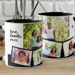 Family Photo Collage - 5 Photos and Custom Text Mug<br><div class="desc">Personalise this black and white coffee mug with your favourite photos. The photo template is set up ready for you to add up to 5 of your own pictures. The main photo will be used as the background and the remaining 4 photos will be laid out in a zig-zag photo...</div>