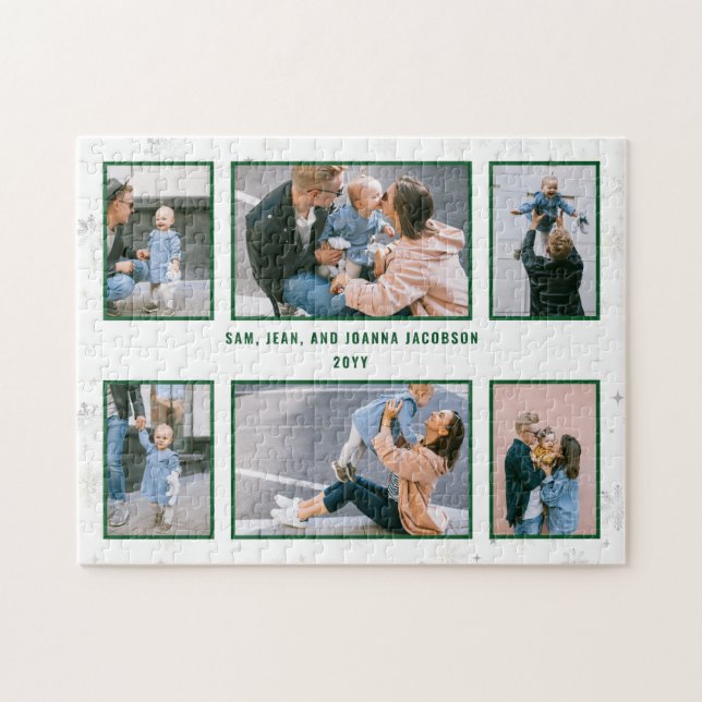 Family Photo Collage 6 Images White Minimalist Jigsaw Puzzle (Horizontal)