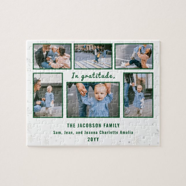 Family Photo Collage 6 Images White Personalised Jigsaw Puzzle (Horizontal)