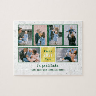Family Photo Collage 6 Images White Personalized Jigsaw Puzzle