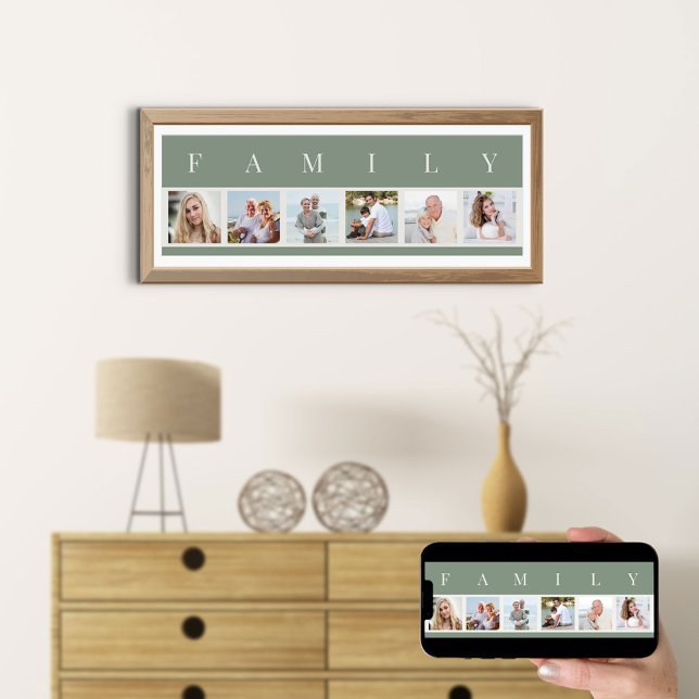 FAMILY Photo Collage 6 Picture Strip Green Custom Poster (Creator Uploaded)