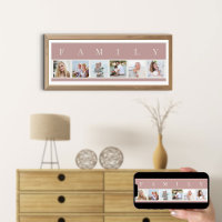 FAMILY Photo Collage 6 Picture Strip Pink Custom