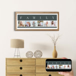 FAMILY Photo Collage 6 Picture Strip Slate Custom Poster<br><div class="desc">Personalised poster print with the word FAMILY lettered above your photos. The photo template is set up for you to add 6 of your favourite pictures, which are displayed in square format in a simple, strip style, photo collage. This smart and stylish custom piece has a neutral colour palette of...</div>
