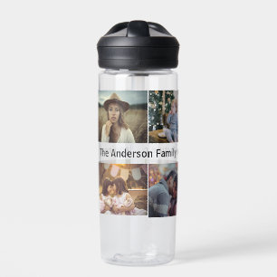 Family Photo Collage 8 Custom Pictures   Name Text Water Bottle
