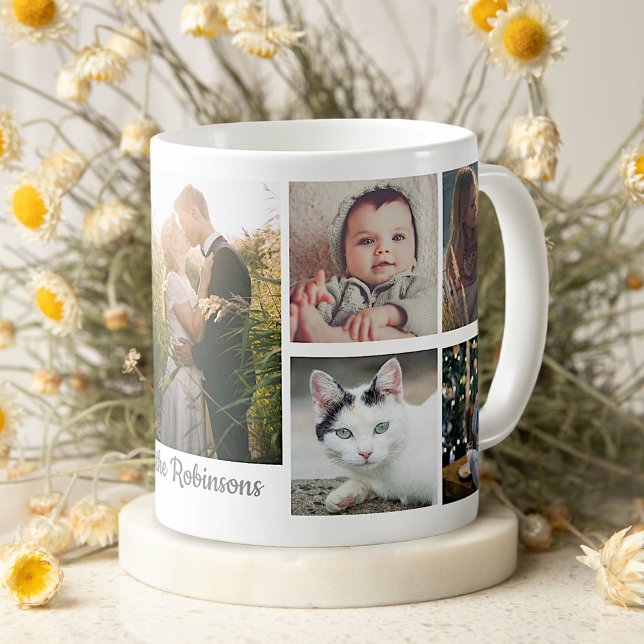 Family Photo Collage 9 Pictures Monogram Easy DIY Coffee Mug (Creator Uploaded)