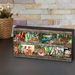 Family Photo Collage Add 9 Photos & Custom Text Wooden Box Sign