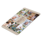 Family Photo Collage and Happy Quote Neutral Beige Magnet (Left Side)