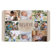 Family Photo Collage and Happy Quote Neutral Beige Magnet (Horizontal)