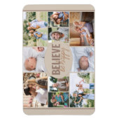 Family Photo Collage and Happy Quote Neutral Beige Magnet (Vertical)
