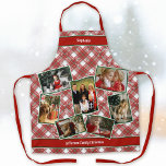 Family Photo Collage and Name Christmas Plaid Apron<br><div class="desc">Celebrate Christmas Memories with a keepsake Family Photo Collage Christmas Apron with a Tartan Plaid background, Snowflakes and 2 places to add personalised text for your name and your family name. Look for coordinating kitchen towels, pillows and a large variety of other Christmas items that coordinate with this holiday apron....</div>