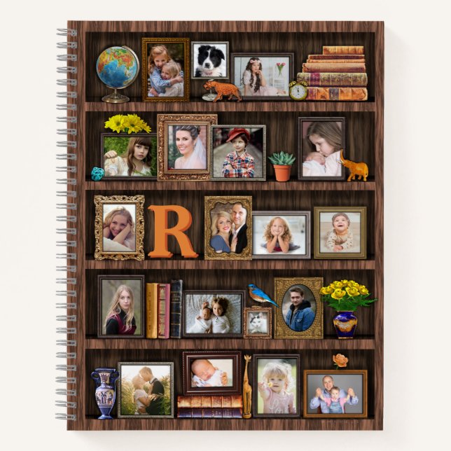 Family Photo Collage Antique Bookcase Personalised Notebook (Front)