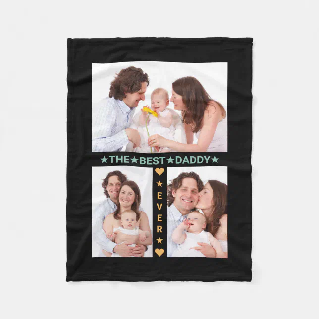 Family Photo Collage Best Dad Ever Father's Day Fleece Blanket Zazzle