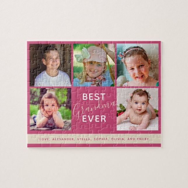 Family Photo Collage Best Grandma Ever Jigsaw Puzzle (Horizontal)