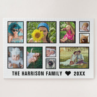 Family Photo Collage Black and White Custom Easy Jigsaw Puzzle
