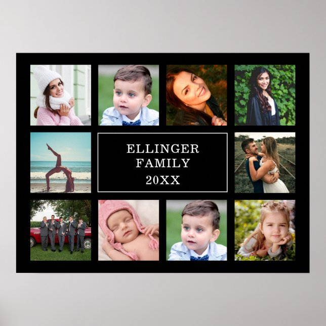 Family Photo Collage Black Custom Poster (Front)