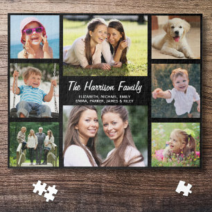 Family Photo Collage Black Jigsaw Puzzle