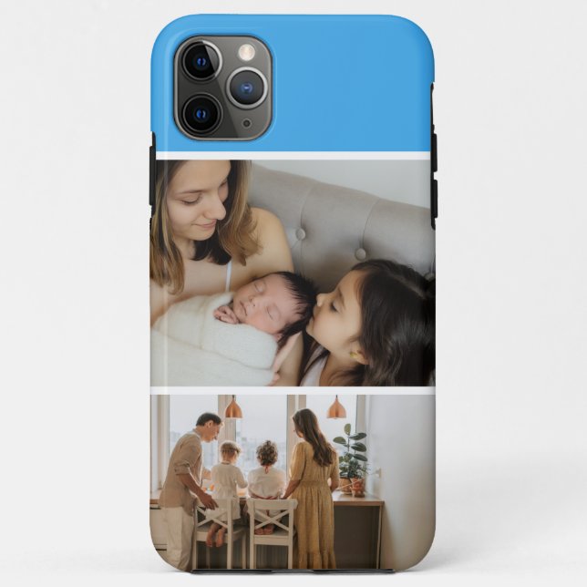 Family Photo Collage blue 2 Picture Case-Mate iPhone Case (Back)