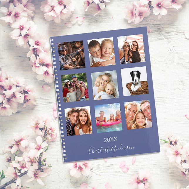 Family photo collage blue name script 2026 planner (Creator Uploaded)